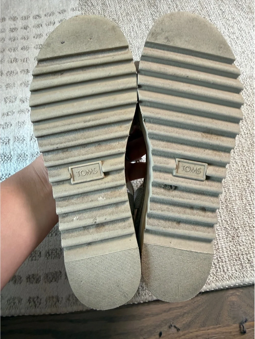 TOMS Women's Beige Canvas Wedge Sandals Size 7